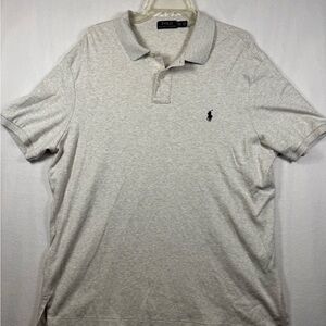 Ralph Lauren Light Heather Gray Polo with Navy Pony